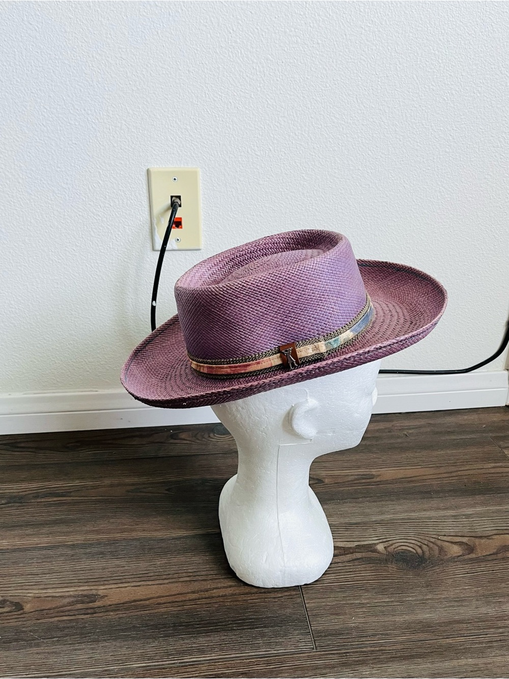 Fiesta Purple Straw Fedora with Multicolor Band